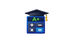 Modern calculator logo of grades-calculator.us with graduation cap and A+ grade symbol