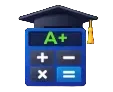 Modern calculator logo of grades-calculator.us with graduation cap and A+ grade symbol